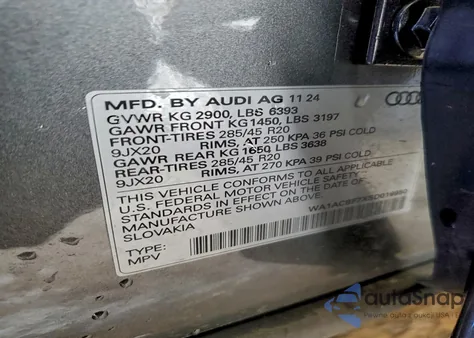 2025 Audi Q7 Premium from USA, damaged, VIN WA1ACBF7XSD019950